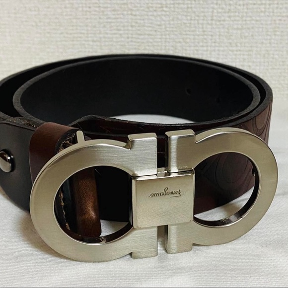Men's Brown Leather Belt with Silver Buckle